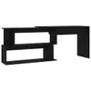 A black corner desk with shelves against a white background. Voir les images du produit