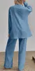 ASKSA Damen Hosenanzug Musselin Bluse Zweiteiler Sommer Produktbild-Vorschau 3