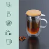 Relaxdays Teeglas, mit Edelstahl-Sieb, Bambusdeckel, Produktbild-Vorschau 2