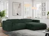 A modern living room with a green corduroy sectional sofa.