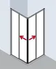 An illustration of a shower enclosure corner with red arrows indicating movement. Produktbild-Vorschau