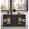 home24 Sideboard - inkl. Beleuchtung - Matt Schwarz / Eiche Produktbild-Vorschau 2