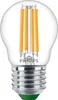 A close-up studio shot of a clear LED light bulb with a silver screw base and internal filament-like LED elements. Produktbild-Vorschau