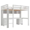 Lit mezzanine 90 x 200 cm en pin avec bureau et rangements, Voir les images du produit 11