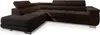 A dark brown sectional sofa with a chaise lounge is shown against a white background. Produktbild-Vorschau