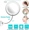 A makeup mirror with various features highlighted, including close-ups of people using it for makeup, shaving, and eyelash brushing. Podgląd zdjęcia produktu