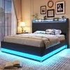 A modern bedroom with a bed featuring LED lighting. Produktbild-Vorschau