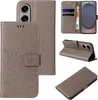 Collage of images showing a flip phone case from different angles and in use. Produktbild-Vorschau