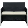 vidaXL 2-Sitzer-Gartensofa mit Polstern Schwarz Poly Rattan Produktbild-Vorschau 1