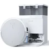 A white robot vacuum cleaner and its charging base station are shown against a white background. Produktbild-Vorschau