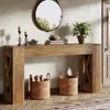A console table with decorative items and baskets in a home setting. Podgląd zdjęcia produktu