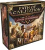 A 3D render of the "Path of Civilization" board game box, showing the front and side panels with artwork depicting historical figures and architecture. Produktbild-Vorschau