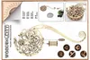 A collage of images showcasing a wooden mechanical model of a pendulum clock, including close-ups of the intricate gears and assembly components, along with packaging and informational graphics. Voir les images du produit