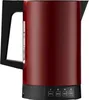 A red electric kettle with a black handle and base, shown from the front. Produktbild-Vorschau