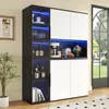 Merax Hochschrank mit LED-Leuchten, Vitrine mit Produktbild-Vorschau 6
