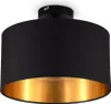 Plafondlamp, zwart, met gouden stoffen kap, E27 fitting, 30 Productafbeelding-voorbeeld 1