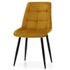 A single mustard yellow upholstered dining chair with black legs, presented on a white background. Náhled obrázku produktu