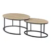 Two nesting oval coffee tables with wood-look tops and black metal frames are shown against a white background. Produktbild-Vorschau