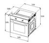 A technical drawing of a built-in oven with dimensions indicated. Produktbild-Vorschau