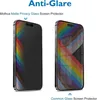 Two smartphones with screen protectors are displayed side-by-side against a white background. The screen protectors show a rainbow-colored pattern, illustrating their anti-glare and privacy features. Produktbild-Vorschau