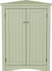 A front view of a green corner cabinet with two doors. Produktbild-Vorschau