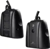 Two views of a black smart plug for outdoor use, shown against a white background. Náhled obrázku produktu
