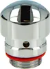 A close-up studio shot of a chrome-plated pipe aerator with a red gasket. Produktbild-Vorschau