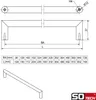 This image contains technical drawings and a specification table for a furniture handle, along with a product rendering. Produktbild-Vorschau