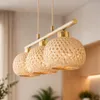 Luxolar LED závěsné svítidlo 3 žárovky E27 ratan Boho Náhled obrázku produktu 6