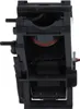 A close-up, side view of a black plastic coffee machine brewing unit. Produktbild-Vorschau