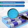 A cross-section of a mattress is shown, with a magnifying glass highlighting the internal structure. Text overlays describe features. Produktbild-Vorschau