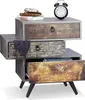 Comodino vintage Relaxdays con 3 cassetti, effetto cemento, Anteprima dell’immagine prodotto 1