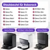 A marketing image showing different models of robot vacuum cleaners and a list of compatible models for dust bags. Produktbild-Vorschau