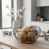 Korb Metall Schwarz 26x12cm Modern Holz MDF Braun Schüssel Produktbild-Vorschau 4