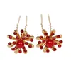 2 Haarnadeln Perlen Strass Blume Modell 1 rot gold Produktbild-Vorschau 2