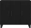 A front view of a black wooden sideboard with three doors and handles. Anteprima dell’immagine prodotto