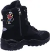 A black Lowa hiking boot with a zipper and laces, featuring a small keychain charm of a hiker. Anteprima dell’immagine prodotto