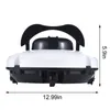 A white and black robotic pool cleaner is shown from the side with dimensions indicated. Produktbild-Vorschau