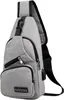 Herren Sling Bag Crossbody Tasche mit USB Port, A0575 Grau Produktbild-Vorschau 1