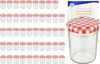 A collection of glass jars with red and white checkered lids, along with a product box and a single larger jar. Anteprima dell’immagine prodotto