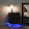vidaXL Nachttische mit LED-Leuchten 2 Stk. Schwarz 38x34x50 Produktbild-Vorschau 1