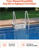 A pool ladder with steps is shown partially submerged in a pool, with a wooden deck and grass in the background. Anteprima dell’immagine prodotto