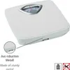 A white mechanical bathroom scale with an analog display. Produktbild-Vorschau