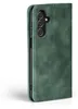 A green flip cover case for a Samsung Galaxy A05s phone is shown from the side. Produktbild-Vorschau