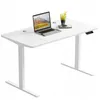 A white standing desk with a laptop and a small vase of flowers on it. Podgląd zdjęcia produktu