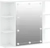 A white mirrored cabinet with shelves and LED lights. Náhľad obrázku produktu