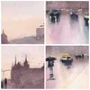 Gerahmtes Poster - Schwarzer Rahmen - Aquarell Stadt Produktbild-Vorschau 9