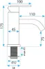 A technical drawing of a faucet with dimensions indicated. Podgląd zdjęcia produktu