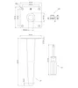 Technical drawings and dimensions for a metal furniture leg and a screwdriver. Produktbild-Vorschau