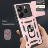 A hand is holding a pink phone case with a ring holder and a camera cover. Produktbild-Vorschau